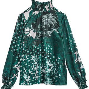 Ted BAker Madrii Rococco high neck green blouse 1
